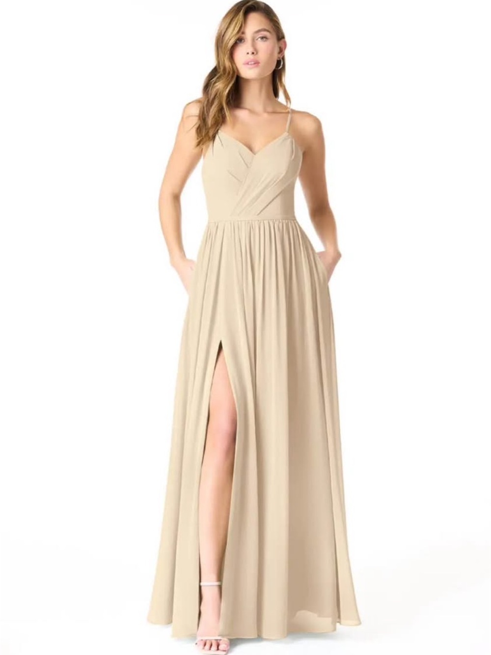 Azazie Champagne Cora Dress Size A8